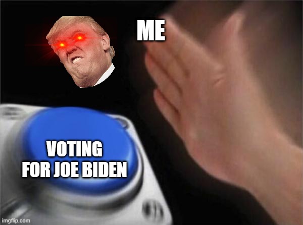 Blank Nut Button | ME; VOTING FOR JOE BIDEN | image tagged in memes,blank nut button | made w/ Imgflip meme maker