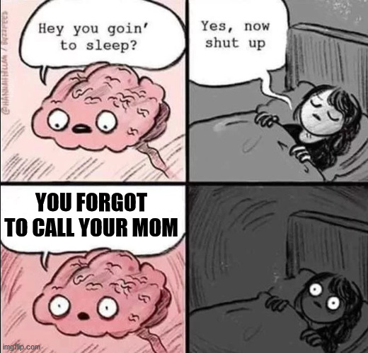 waking up brain | YOU FORGOT TO CALL YOUR MOM | image tagged in waking up brain | made w/ Imgflip meme maker