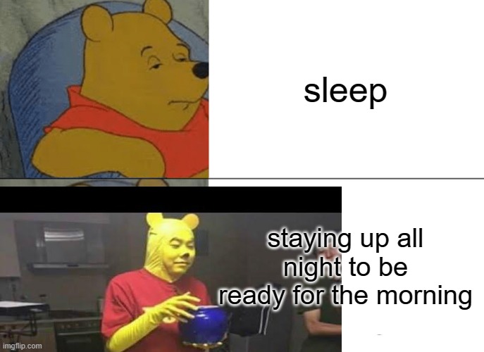 sleep; staying up all night to be ready for the morning | image tagged in funny | made w/ Imgflip meme maker