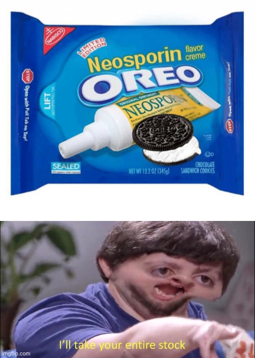 Neosporin Oreo | image tagged in oreo,i'll take your entire stock,fun | made w/ Imgflip meme maker