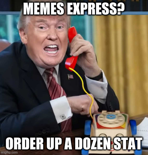 I'm the president | MEMES EXPRESS? ORDER UP A DOZEN STAT | image tagged in im the president | made w/ Imgflip meme maker