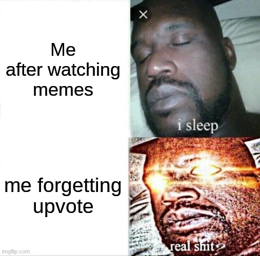 I always forget | Me after watching memes; me forgetting upvote | image tagged in memes,sleeping shaq | made w/ Imgflip meme maker