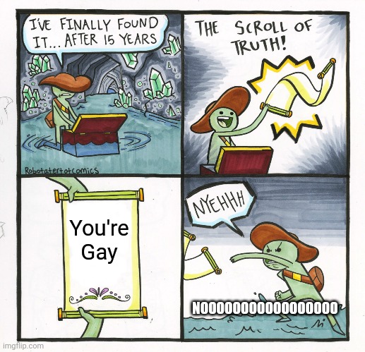 The Scroll Of Truth Meme | You're Gay; NOOOOOOOOOOOOOOOOO | image tagged in memes,the scroll of truth | made w/ Imgflip meme maker
