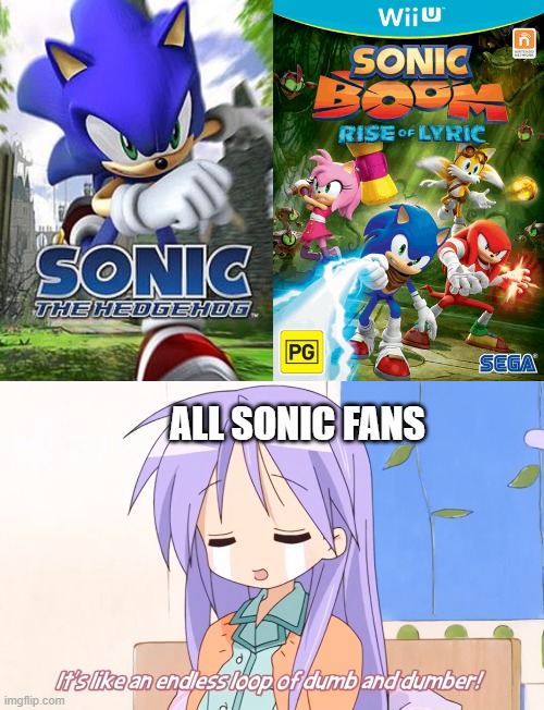 Sonic Fans Understand This Phenomena | ALL SONIC FANS | image tagged in endless loop of dumb and dumber,the sonic cycle,sonic the hedgehog,meme,funny | made w/ Imgflip meme maker