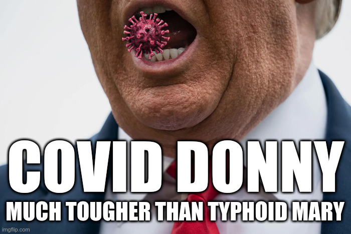Covid Donny | COVID DONNY; MUCH TOUGHER THAN TYPHOID MARY | image tagged in trump,superspreader,covid-19 | made w/ Imgflip meme maker