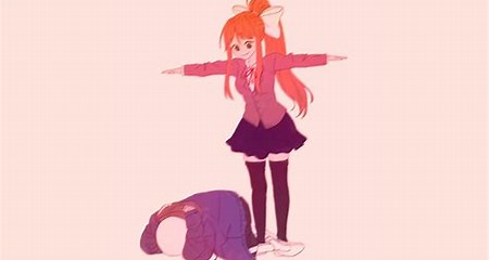 High Quality T-posing Monika meme Blank Meme Template