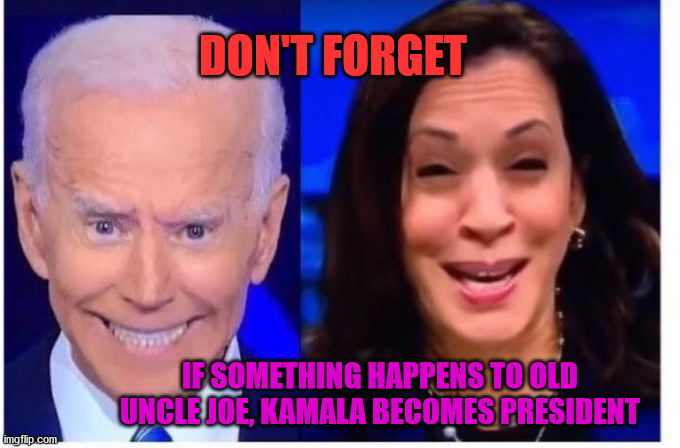 Biden Harris | DON'T FORGET; IF SOMETHING HAPPENS TO OLD UNCLE JOE, KAMALA BECOMES PRESIDENT | image tagged in biden harris | made w/ Imgflip meme maker