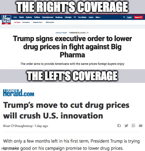 THE RIGHT'S COVERAGE THE LEFT'S COVERAGE | made w/ Imgflip meme maker