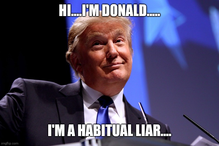 Liars Anonymous | HI....I'M DONALD..... I'M A HABITUAL LIAR.... | image tagged in donald trump no2 | made w/ Imgflip meme maker