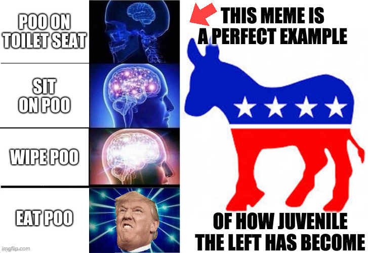 THIS MEME IS A PERFECT EXAMPLE OF HOW JUVENILE THE LEFT HAS BECOME | image tagged in democrat donkey | made w/ Imgflip meme maker