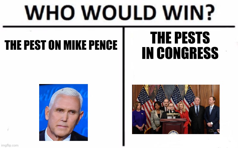 Who is more annoying ? | THE PEST ON MIKE PENCE; THE PESTS IN CONGRESS | image tagged in memes,who would win,indecisive,bad decision,choose wisely | made w/ Imgflip meme maker