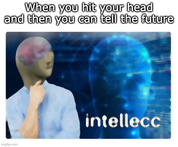 not that true | When you hit your head and then you can tell the future | image tagged in intelecc | made w/ Imgflip meme maker