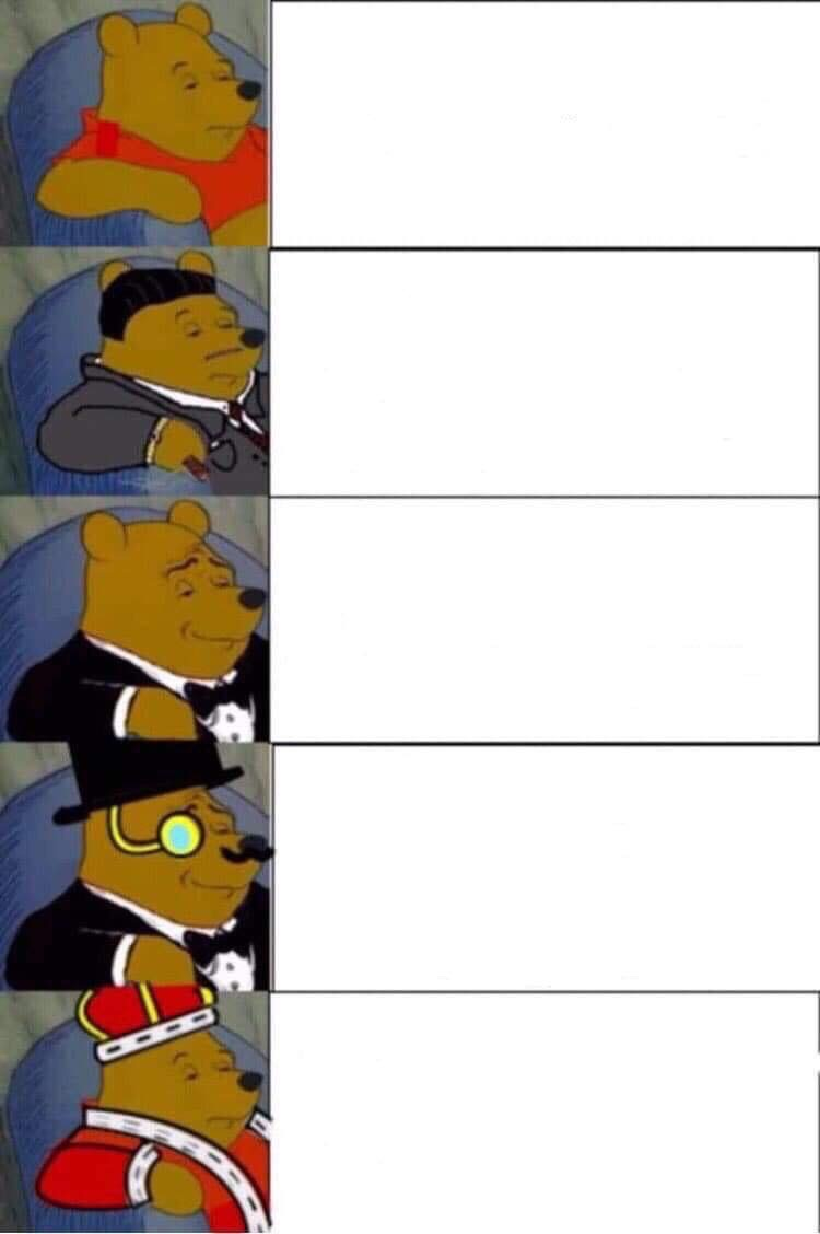 Pooh - 5 Panel (fixed text boxes) Blank Meme Template