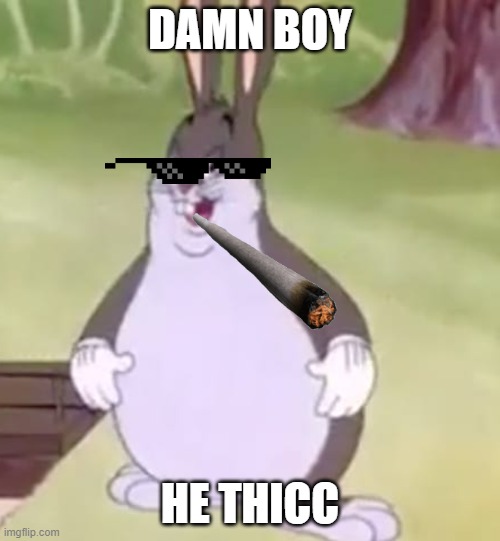 he thicc | DAMN BOY; HE THICC | image tagged in big chungus,deal with it | made w/ Imgflip meme maker