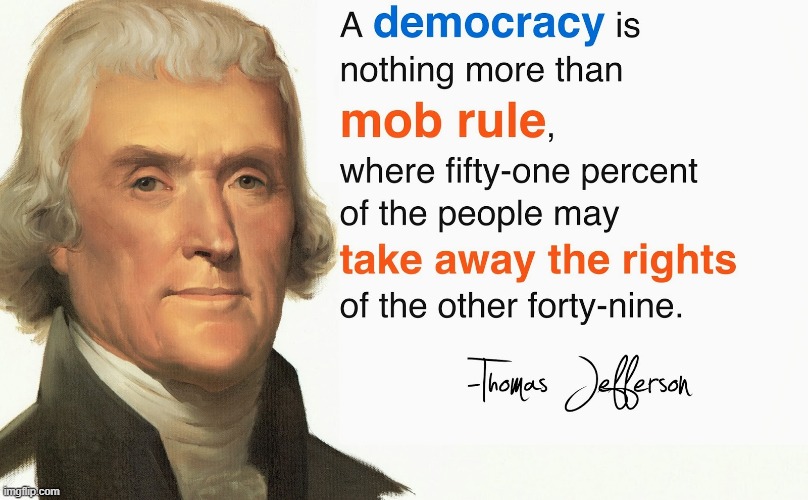 Well I'll be damned if this quote can't actually work both ways | image tagged in democracy,thomas jefferson,famous quotes,quotes,government,republic | made w/ Imgflip meme maker