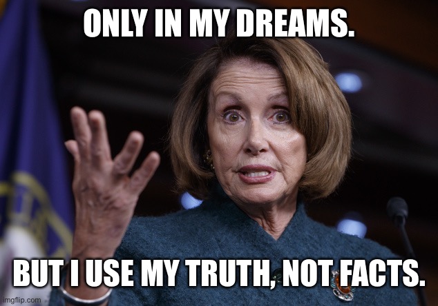 Good old Nancy Pelosi | ONLY IN MY DREAMS. BUT I USE MY TRUTH, NOT FACTS. | image tagged in good old nancy pelosi | made w/ Imgflip meme maker