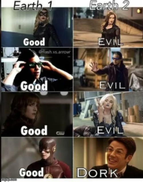 Good vs. Evil | image tagged in cw,arrowverse,the flash,arrow | made w/ Imgflip meme maker