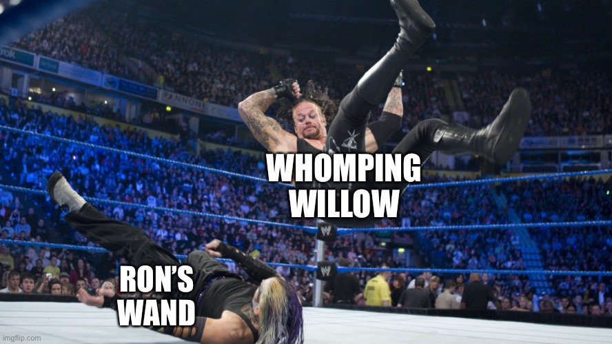 Meme Smackdown | WHOMPING WILLOW; RON’S WAND | image tagged in meme smackdown | made w/ Imgflip meme maker