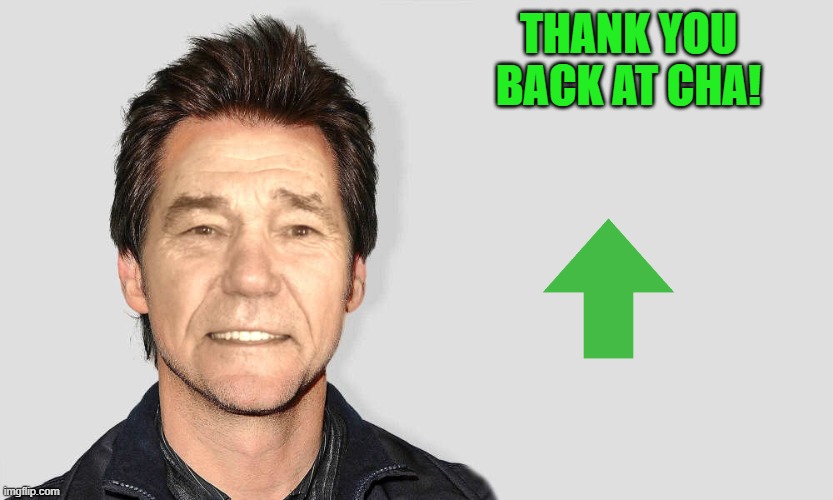 lou carey | THANK YOU BACK AT CHA! | image tagged in lou carey | made w/ Imgflip meme maker
