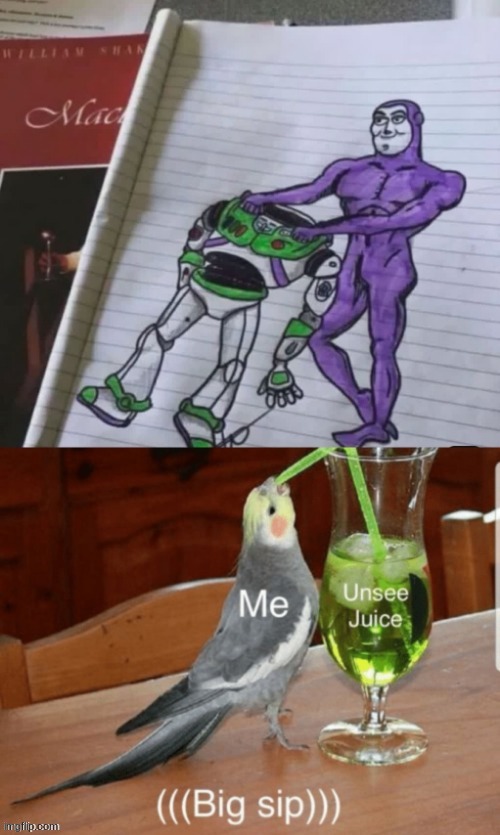 POV: You are a birb, and you just saw naked buzz light year. | image tagged in unsee juice | made w/ Imgflip meme maker