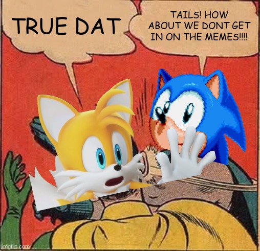 Batman Slapping Robin Meme | TRUE DAT TAILS! HOW ABOUT WE DONT GET IN ON THE MEMES!!!! | image tagged in memes,batman slapping robin | made w/ Imgflip meme maker