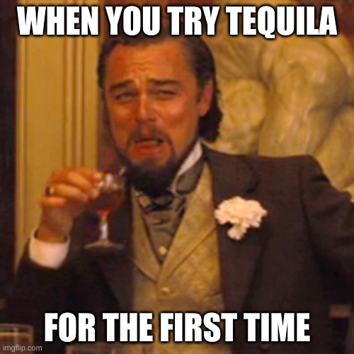 Laughing Leo | WHEN YOU TRY TEQUILA; FOR THE FIRST TIME | image tagged in memes,laughing leo | made w/ Imgflip meme maker
