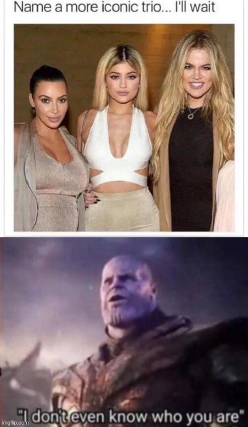 well I don't | image tagged in thanos i don't even know who you are,name a more iconic trio | made w/ Imgflip meme maker