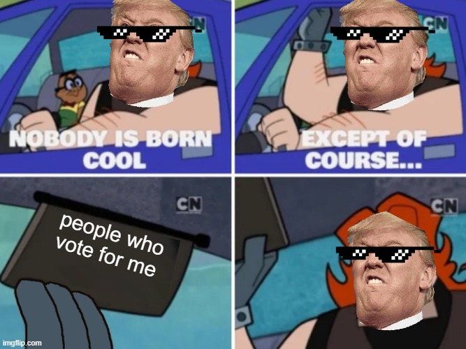 Nobody’s born cool | people who vote for me | image tagged in nobody s born cool | made w/ Imgflip meme maker