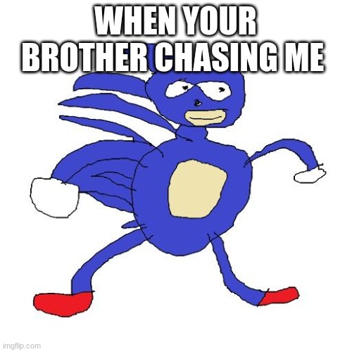 Sanic | WHEN YOUR BROTHER CHASING ME | image tagged in sanic | made w/ Imgflip meme maker