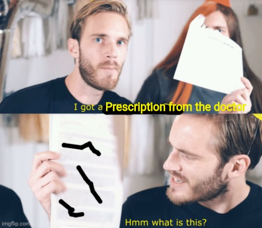 Doctors be like | Prescription from the doctor | image tagged in pewdiepie gets a letter | made w/ Imgflip meme maker
