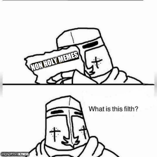 Filth Crusader | NON HOLY MEMES; MADE WITH HOLYNESS | image tagged in filth crusader | made w/ Imgflip meme maker