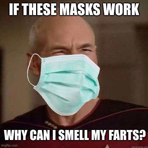 This is too political for most people | IF THESE MASKS WORK; WHY CAN I SMELL MY FARTS? | image tagged in politics | made w/ Imgflip meme maker