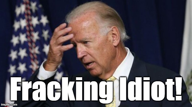 Joe Biden worries | Fracking Idiot! | image tagged in joe biden worries | made w/ Imgflip meme maker