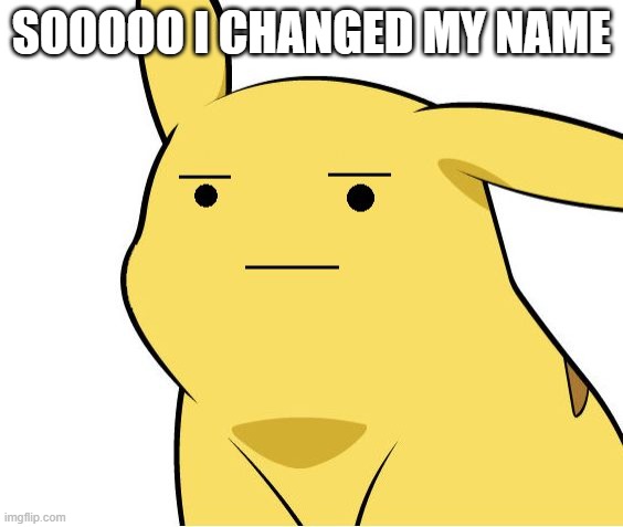 Pikachu Is Not Amused | SOOOOO I CHANGED MY NAME | image tagged in pikachu is not amused | made w/ Imgflip meme maker