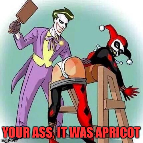 joker bondage | YOUR ASS, IT WAS APRICOT | image tagged in joker bondage | made w/ Imgflip meme maker