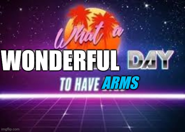 what a terrible day to have eyes | WONDERFUL ARMS | image tagged in what a terrible day to have eyes | made w/ Imgflip meme maker