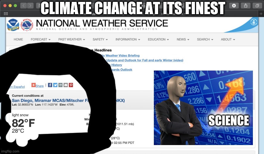 NWS gets science wrong | CLIMATE CHANGE AT ITS FINEST; SCIENCE | image tagged in climate change,weather,nws | made w/ Imgflip meme maker