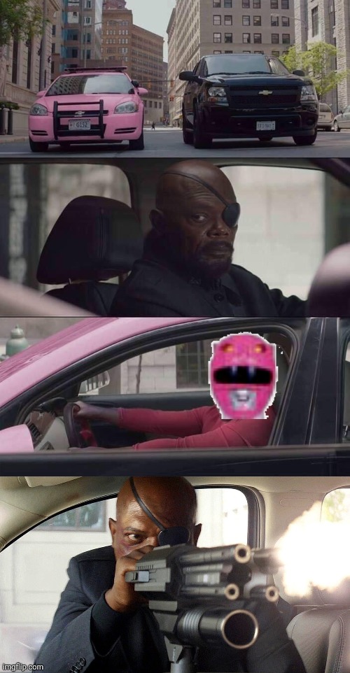 High Quality Nick Fury vs pink ranger Blank Meme Template
