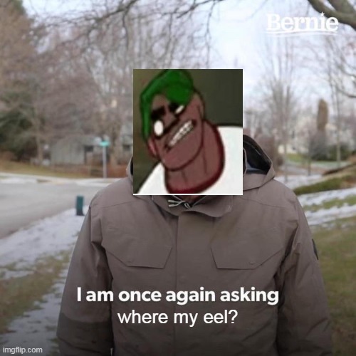 it feel EEL | where my eel? | image tagged in memes,bernie i am once again asking for your support,funny,gorillaz | made w/ Imgflip meme maker