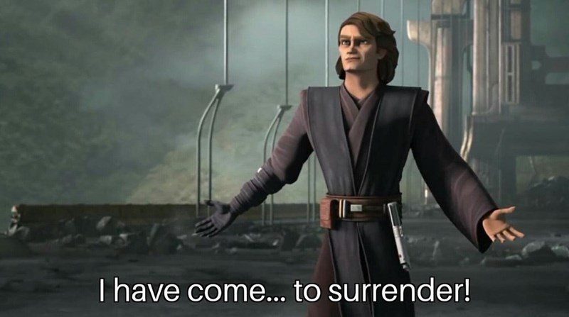High Quality Anakin surrender the clone wars Blank Meme Template
