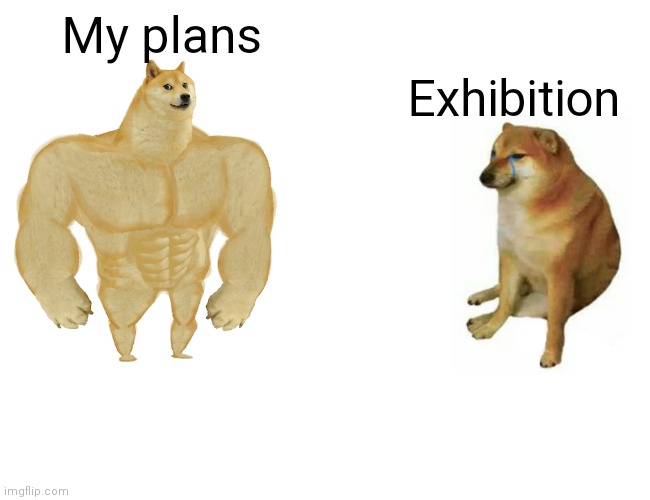 Buff Doge vs. Cheems | My plans; Exhibition | image tagged in memes,buff doge vs cheems | made w/ Imgflip meme maker