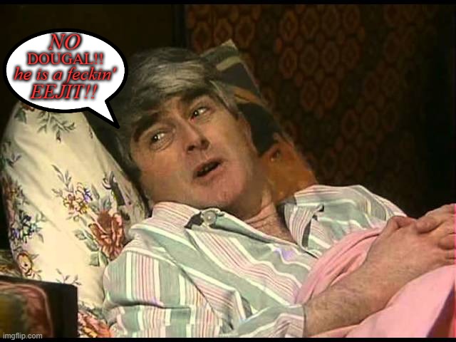 father ted | DOUGAL!! NO; he is a feckin'; EEJIT!! | image tagged in father ted | made w/ Imgflip meme maker