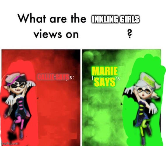 Callie and Marie's views on | image tagged in callie and marie's views on,memes,funny | made w/ Imgflip meme maker