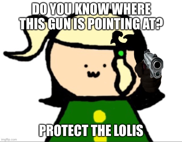 DO YOU KNOW WHERE THIS GUN IS POINTING AT? PROTECT THE LOLIS | image tagged in you know the rules it's time to die | made w/ Imgflip meme maker
