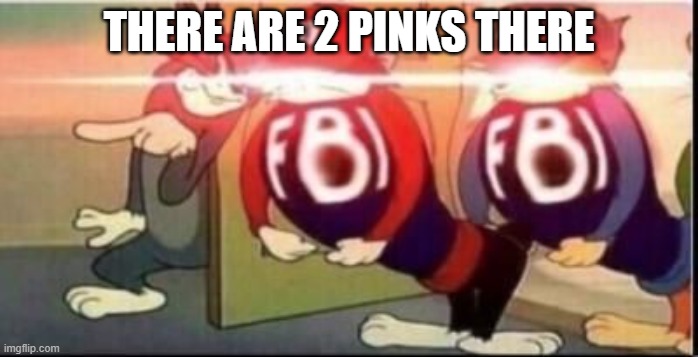 Tom sends fbi | THERE ARE 2 PINKS THERE | image tagged in tom sends fbi | made w/ Imgflip meme maker