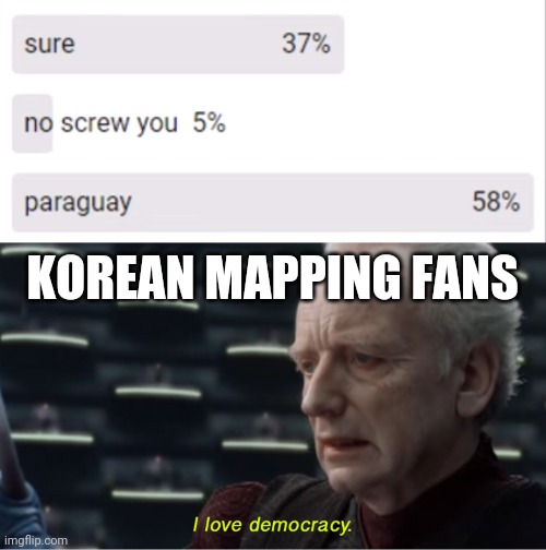 Democracy is epic | KOREAN MAPPING FANS | image tagged in i love democracy | made w/ Imgflip meme maker