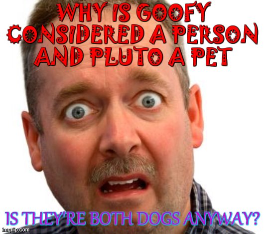 Why?!? | WHY IS GOOFY CONSIDERED A PERSON
AND PLUTO A PET; IS THEY'RE BOTH DOGS ANYWAY? | image tagged in what do you mean | made w/ Imgflip meme maker