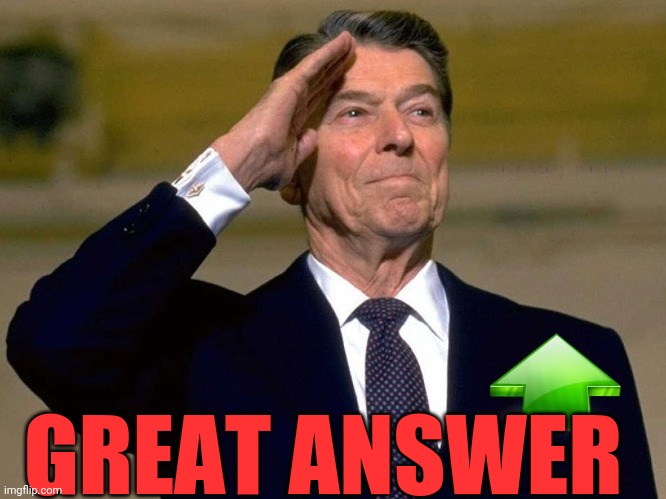 Reagan Upvote | GREAT ANSWER | image tagged in reagan upvote | made w/ Imgflip meme maker