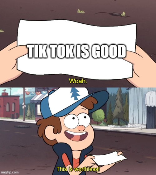 This is Useless | TIK TOK IS GOOD | image tagged in this is useless | made w/ Imgflip meme maker