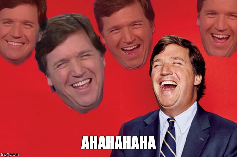 Tucker laughs at libs | AHAHAHAHA | image tagged in tucker laughs at libs | made w/ Imgflip meme maker